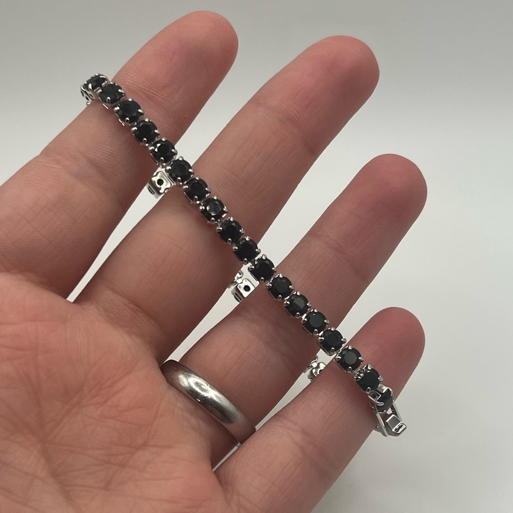 Cubic Zirconia CZ Black and Silver Bracelet